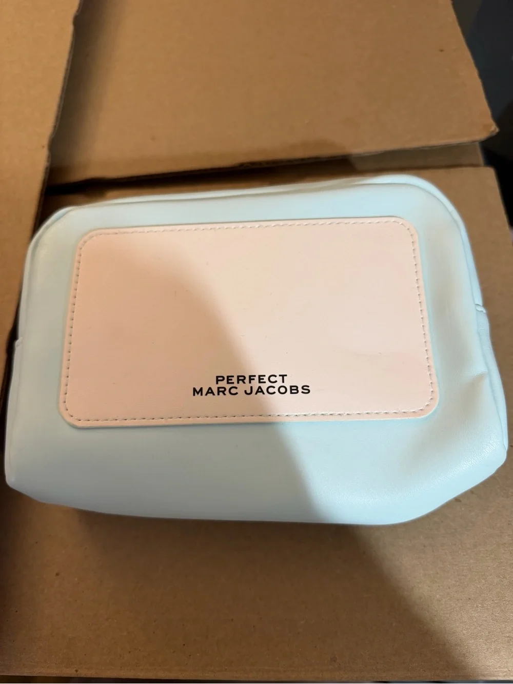 Marc Jacobs Leather Cosmetic Pouch in Pale Blue and Blush